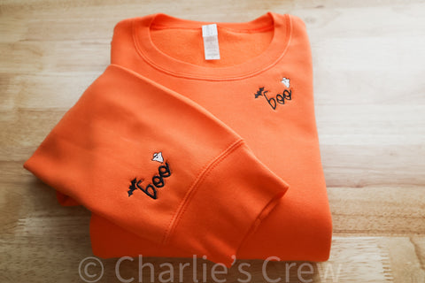 Boo Halloween Sweatshirt - Charlie\'s | While Last!! Embroidery 2024 at Supplies Crew Studio in Price Best