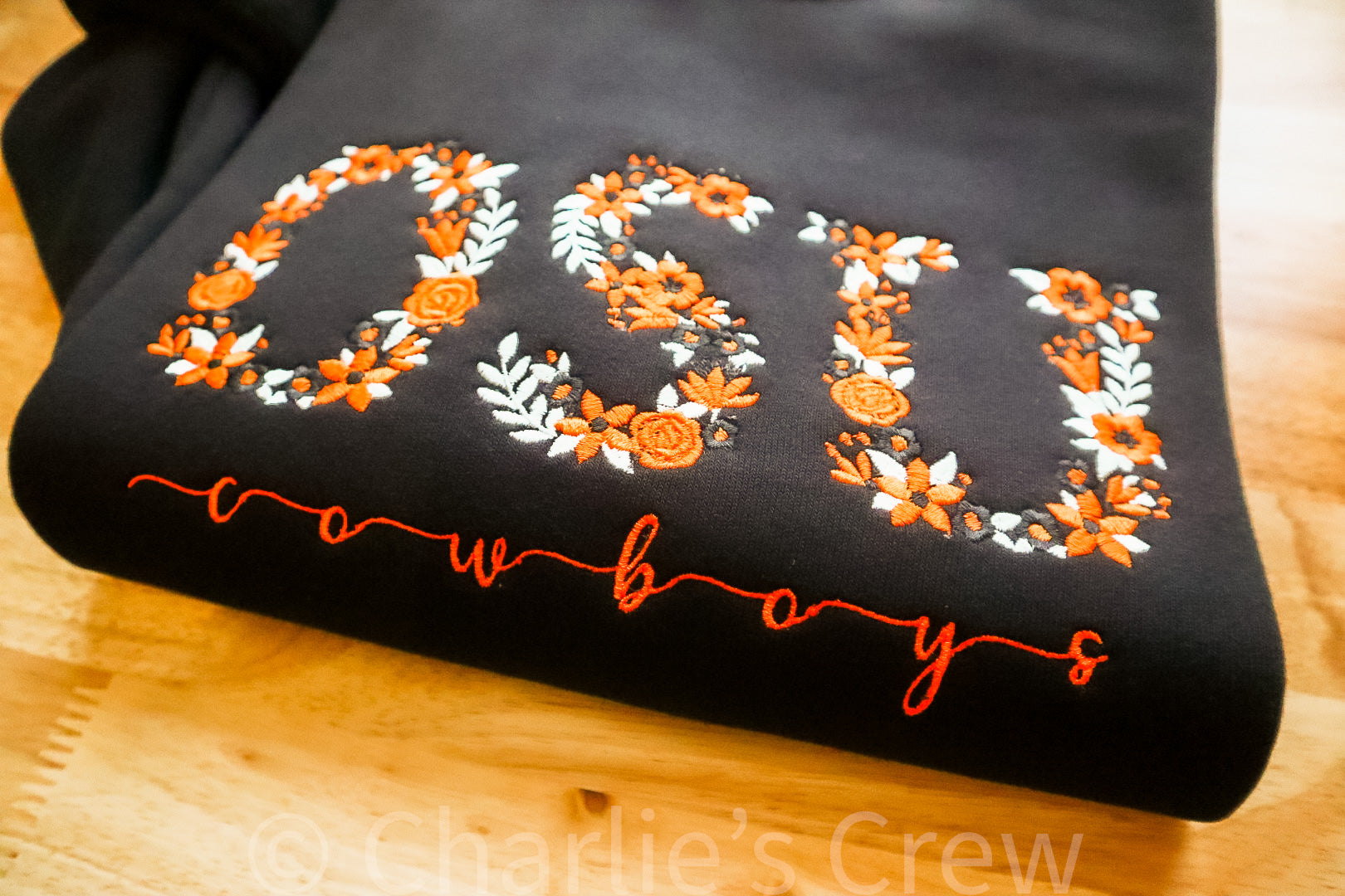 OSU Floral University Sweatshirt - Premium Sweatshirt from Charlie's Crew - Just $70! Shop now at Charlie's Crew Embroidery Studio