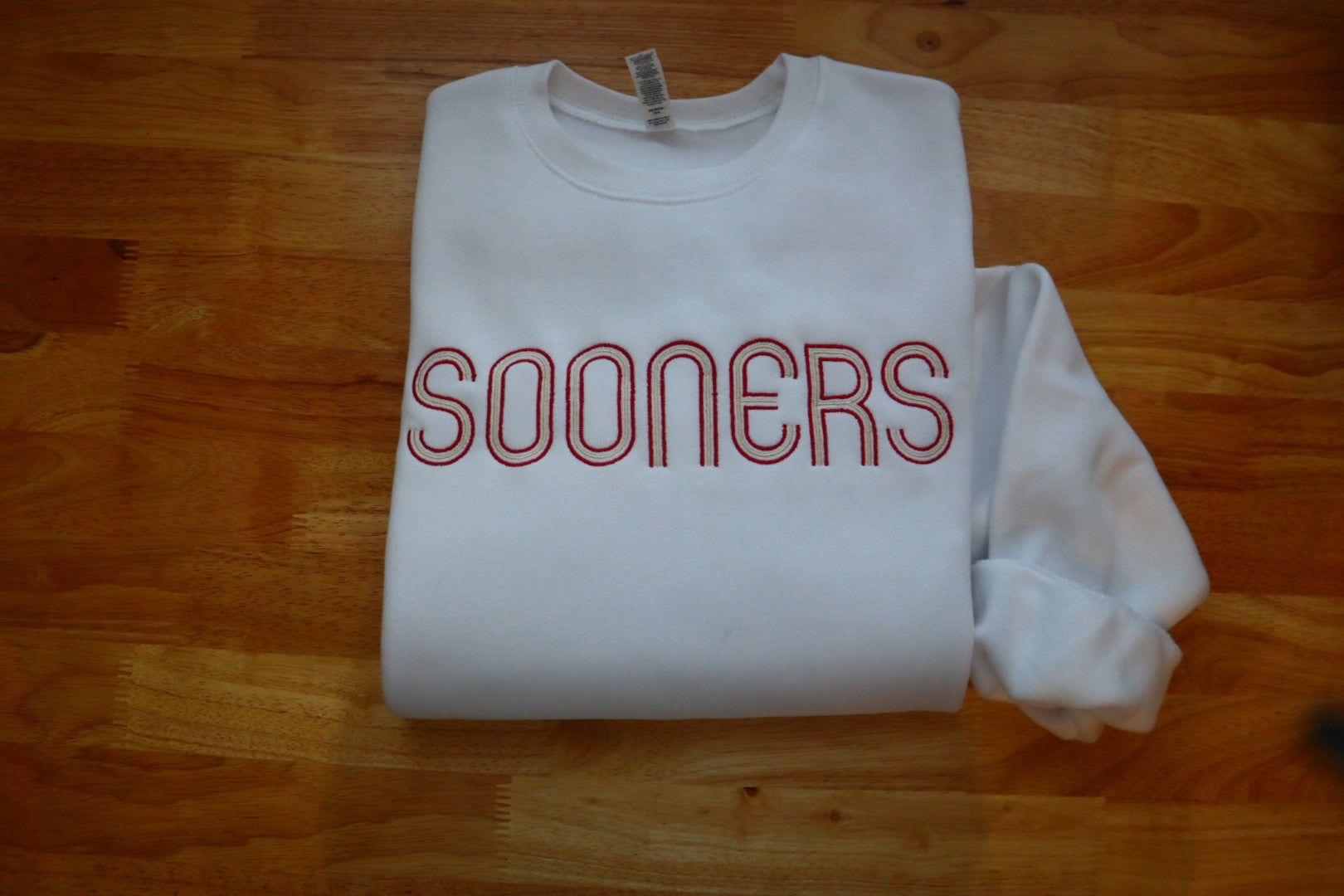 Retro Sooners Sweatshirt - Premium Sweatshirt from Charlie's Crew - Just $40! Shop now at Charlie's Crew Embroidery Studio