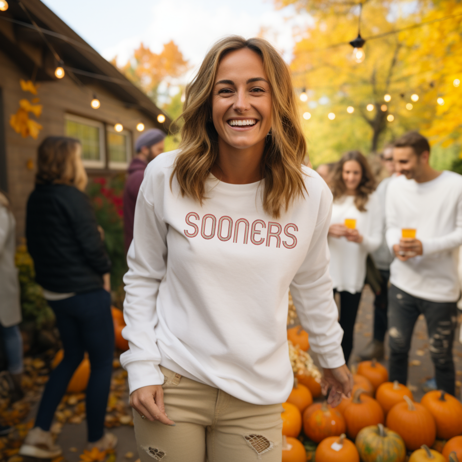 Retro Sooners Sweatshirt - Premium Sweatshirt from Charlie's Crew - Just $40! Shop now at Charlie's Crew Embroidery Studio