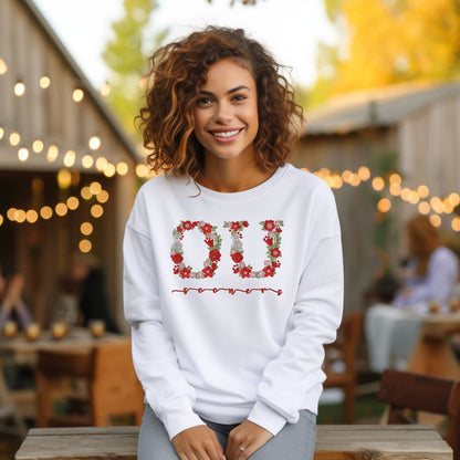 Floral University Sweatshirt - Premium Sweatshirt from Charlie's Crew - Just $45! Shop now at Charlie's Crew Embroidery Studio